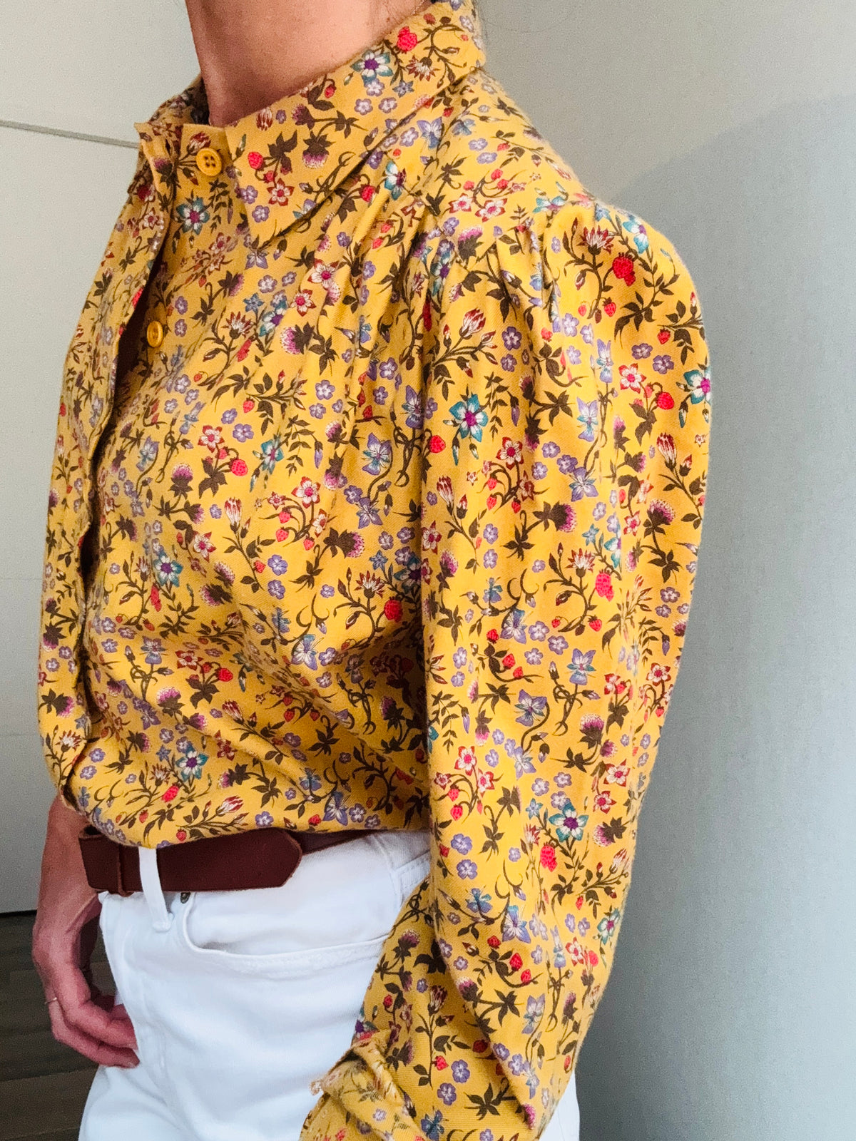 Chemise vintage flanelle coton liberty jaune