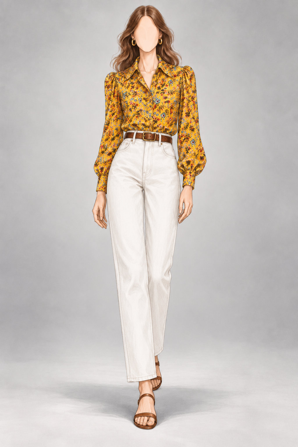 Chemise vintage flanelle coton liberty jaune