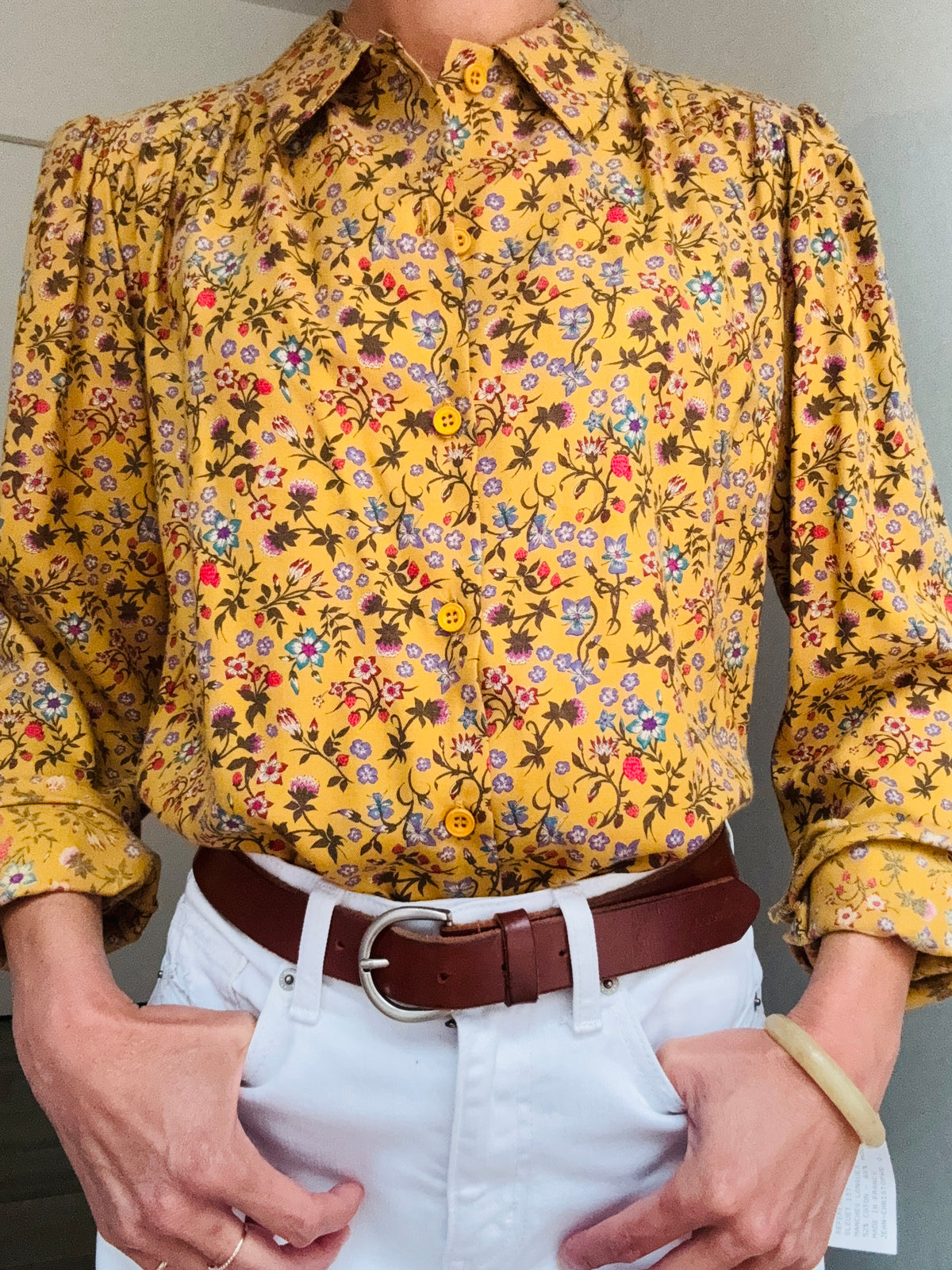Chemise vintage flanelle coton liberty jaune