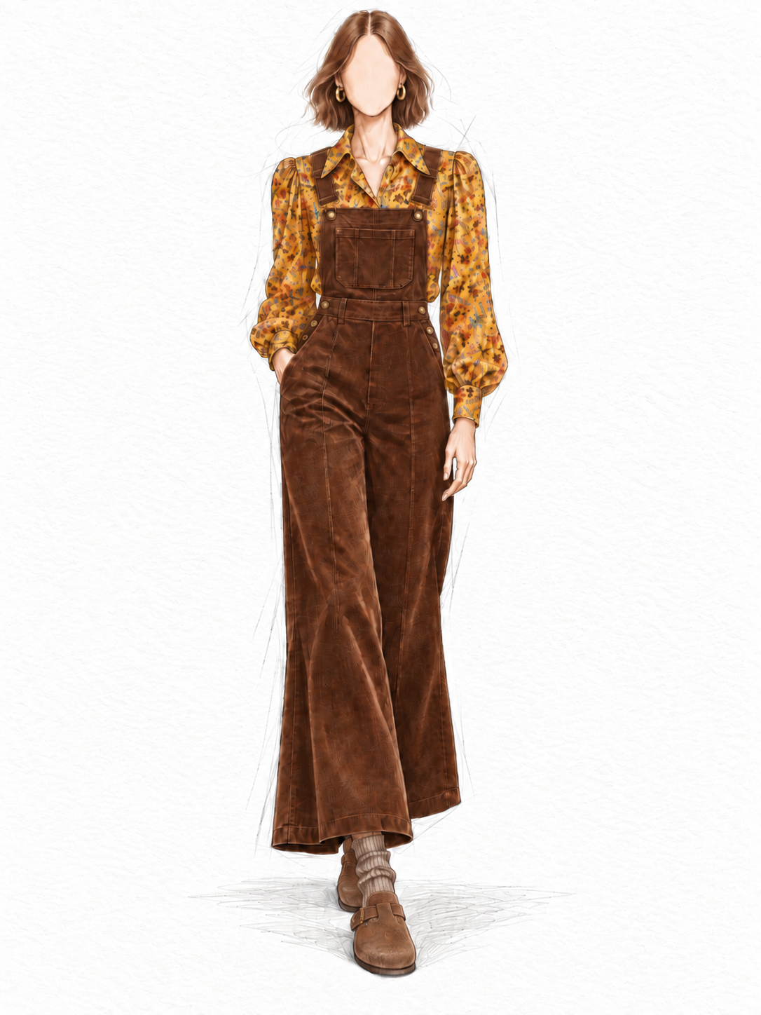 Chemise vintage flanelle coton liberty jaune