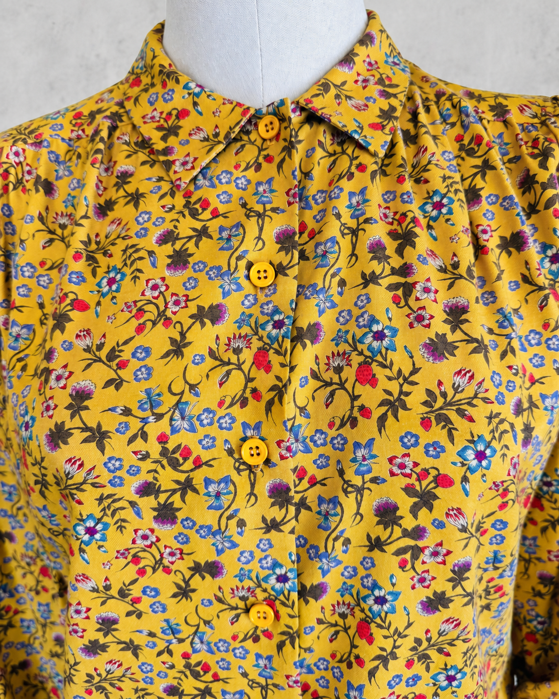 Chemise vintage flanelle coton liberty jaune