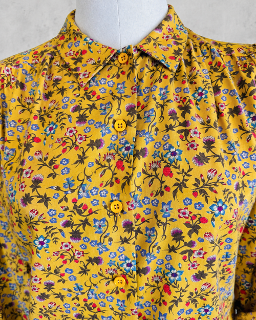 Chemise vintage flanelle coton liberty jaune
