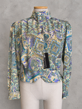 Chemisier vintage cachemire arabesque baroque lilas turquoise arty romantique