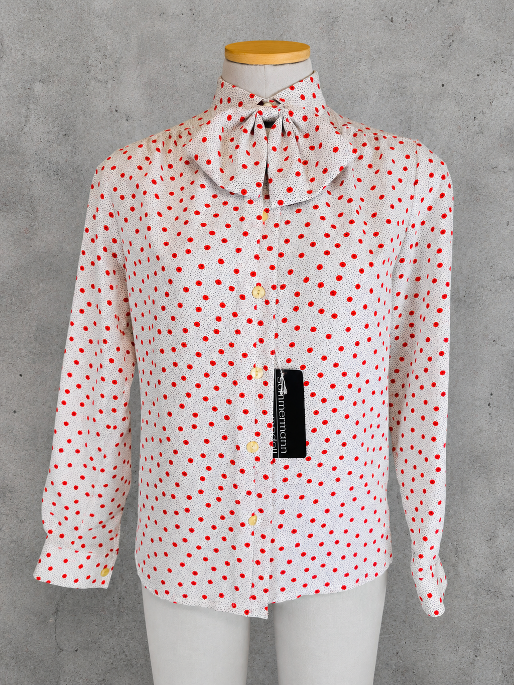 Chemisier vintage col lavalier pois rouge