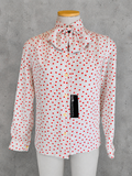 Chemisier vintage col lavalier pois rouge
