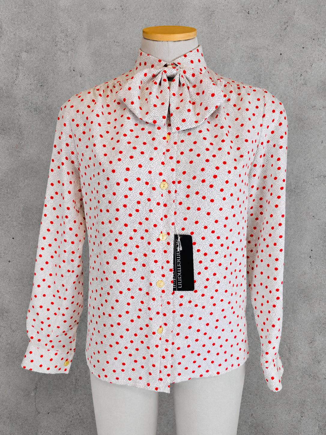 Chemisier vintage col lavalier pois rouge